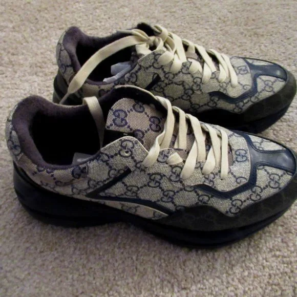 GUCCI Rhyton Monogram Logo Sneaker Tennis Shoes Double G  size 44 11USA Gucci Rhyton Leather Sneaker with Gucci Logo size 4 1/2 | eBay main image 3